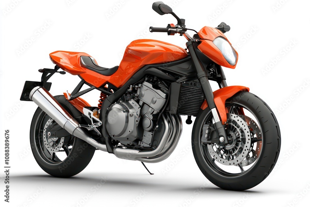 Detailed 3D representation of a high-speed orange motorcycle. Detailed 3D representation of a high-speed orange motorcycle.