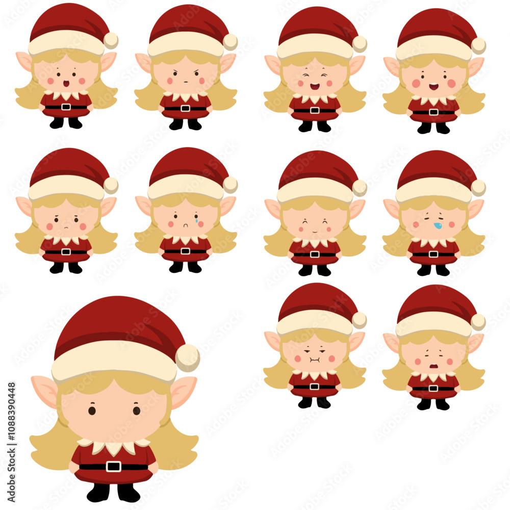 Obraz premium elf girl expression with long hair blonde for icon, design, logo, stiker pack, printing.