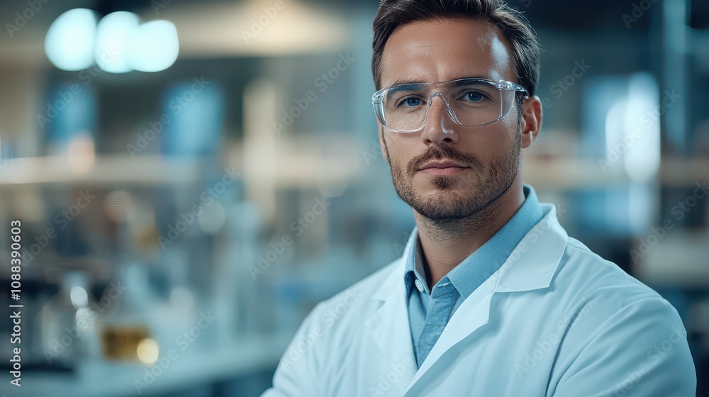 Confident Male Scientist in Lab. Confident Male Scientist in Lab.