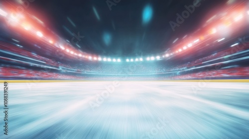 Empty stadium, bright lights. Perfect for sports, events, or speed themes.