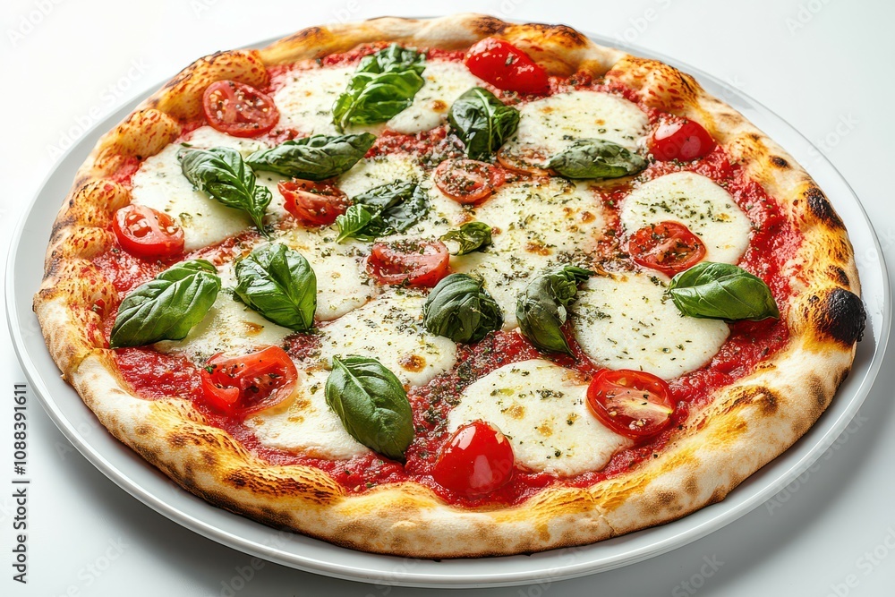 Margherita Pizza with Fresh Basil and Tomatoes. Margherita Pizza with Fresh Basil and Tomatoes.