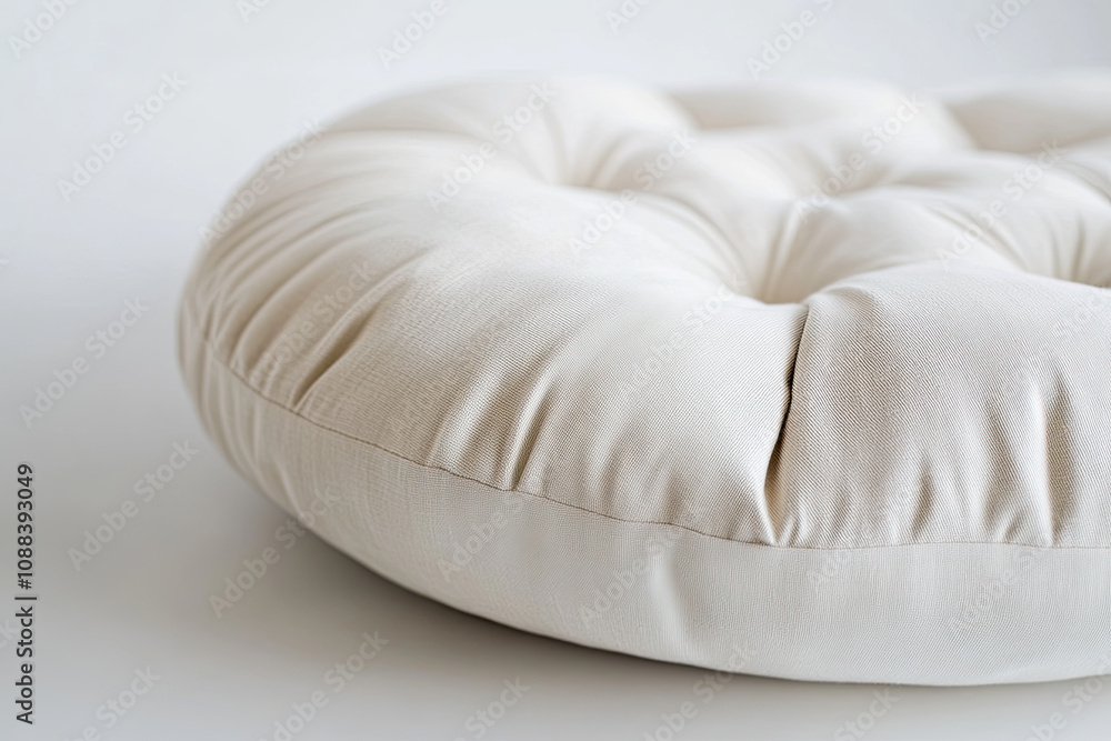 Round fabric pillow on white background Round fabric pillow on white background