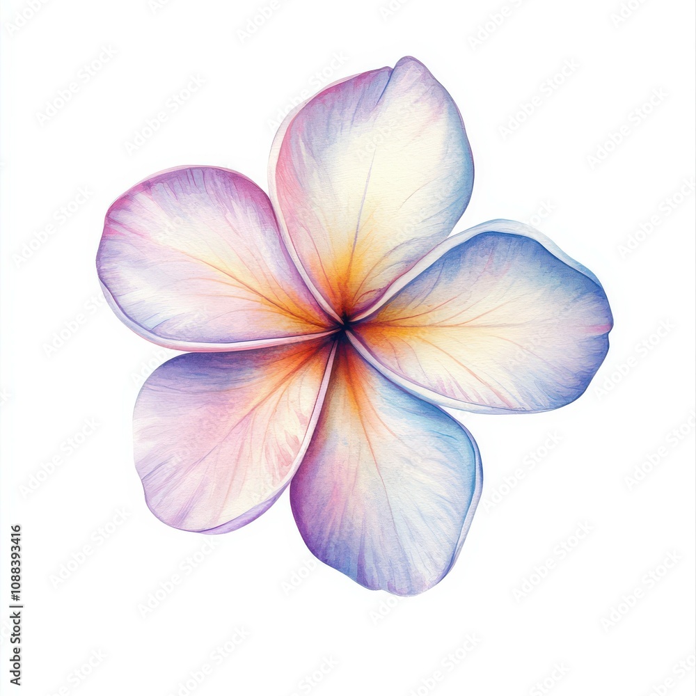 Watercolor Painting of a Plumeria Flower. Watercolor Painting of a Plumeria Flower.