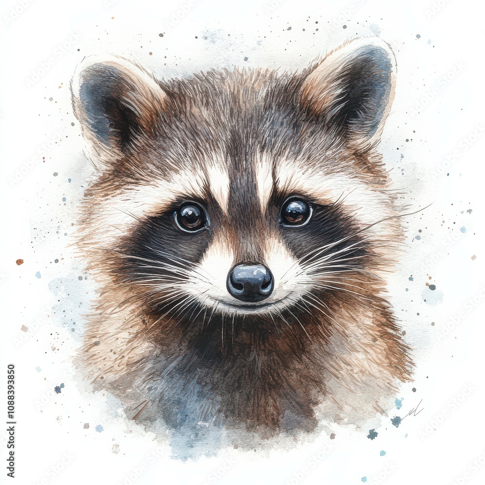 Obraz premium Watercolor Raccoon Portrait.