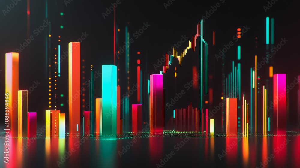Abstract black background with Colorful charts and graphs with statistics to innovative analyze business potential and forecast future development of companies growth. Abstract black background with Colorful charts and graphs with statistics to innovative analyze business potential and forecast future development of companies growth.