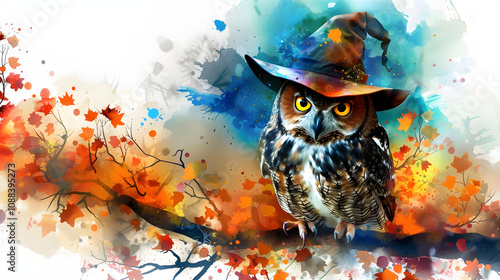 Owl halloween Watercolor