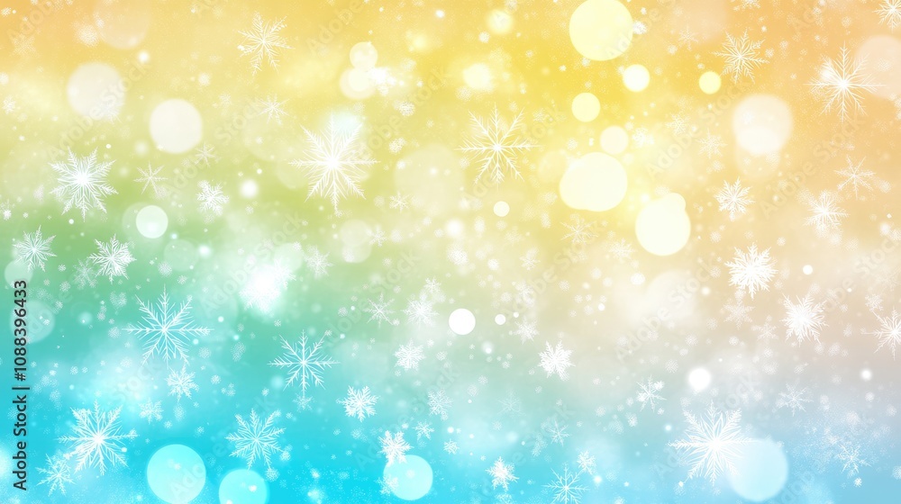Unique backgrounds featuring sparkling snowflakes layered over rich gradients of blue, green, and yellow provide an ideal canvas for creative projects and seasonal marketing Unique backgrounds featuring sparkling snowflakes layered over rich gradients of blue, green, and yellow provide an ideal canvas for creative projects and seasonal marketing