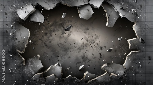 Metal sheet with curly edge cut-outs. Ripped slash and cracked design element isolated on transparent background. Realistic 3D illustration.