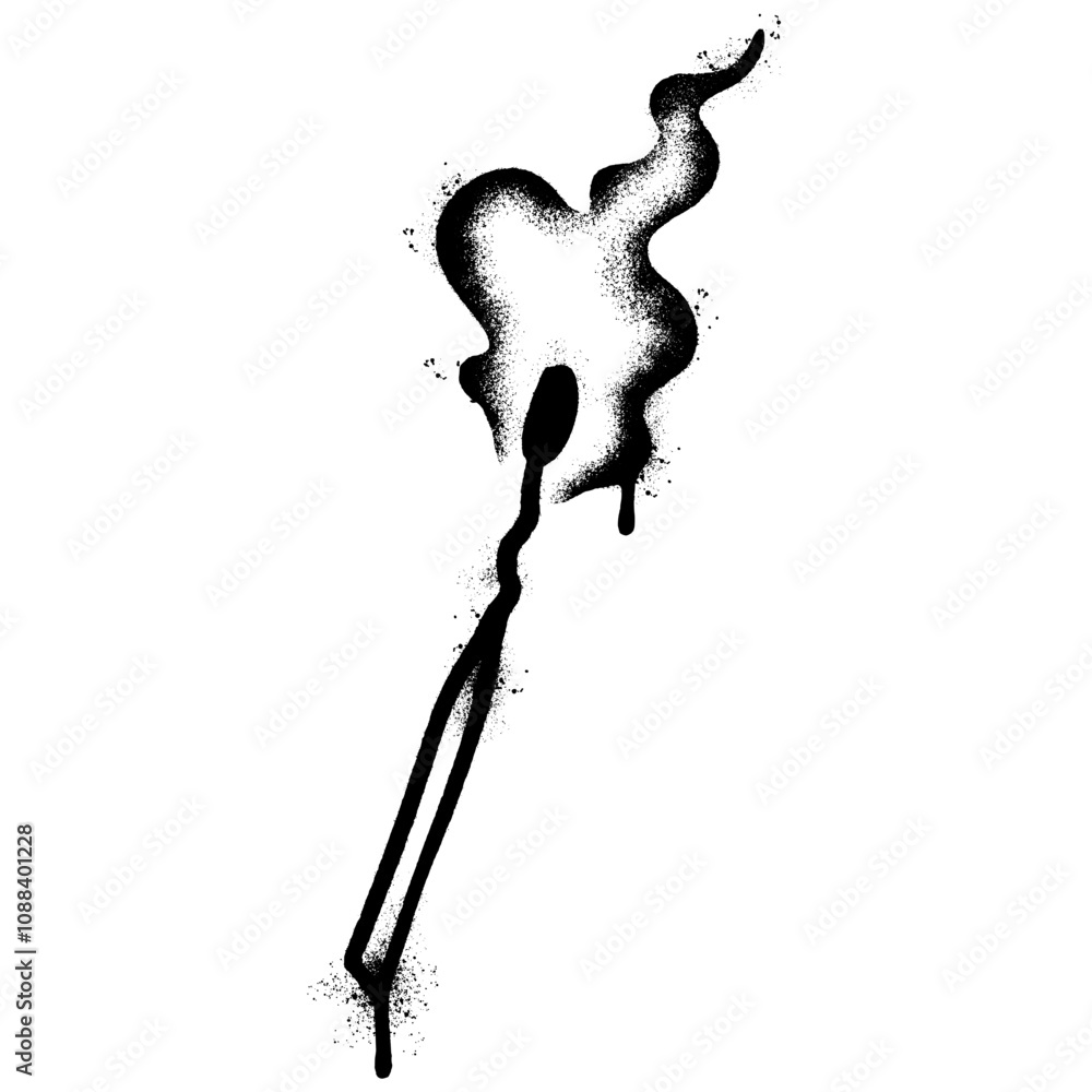 Fototapeta premium Spray Painted Graffiti Burning match isolated on white background.