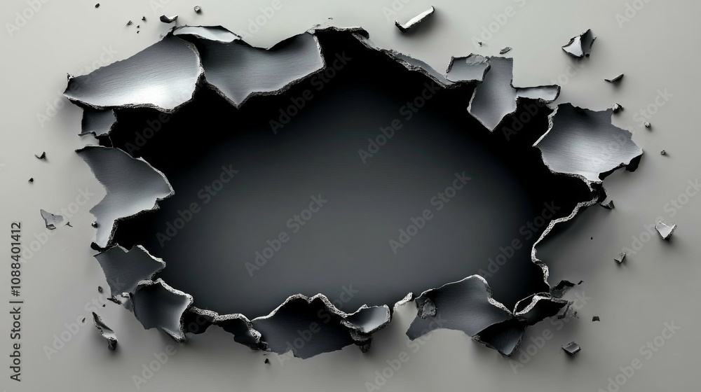 Realistic 3D Metal Rip Hole with Ragged Edges and Vertical Cracks Clipart Set - Gun Aperture Design Element Realistic 3D Metal Rip Hole with Ragged Edges and Vertical Cracks Clipart Set - Gun Aperture Design Element