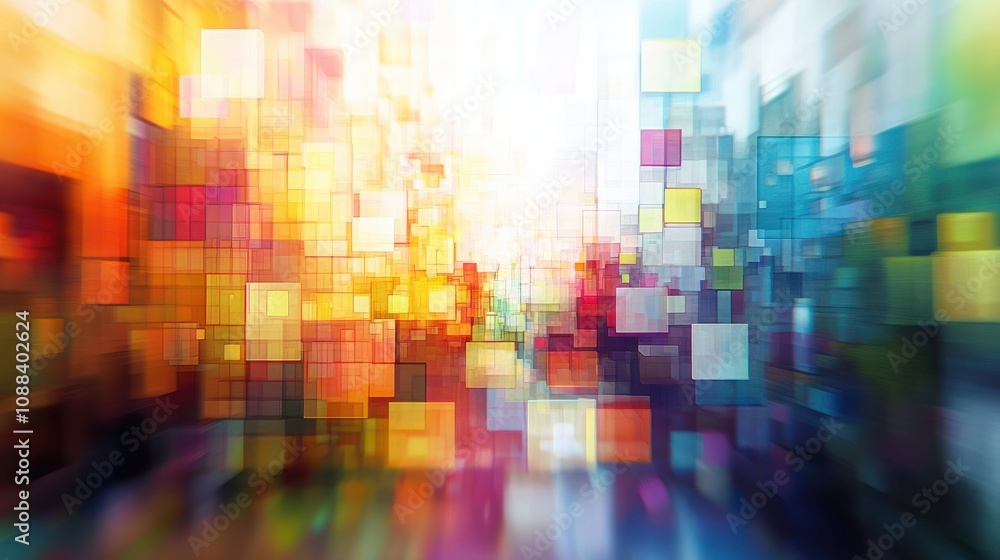 Abstract colorful blurry pixel blocks background. Bg and technology, digital world concept. 3D Rendering Abstract colorful blurry pixel blocks background. Bg and technology, digital world concept. 3D Rendering