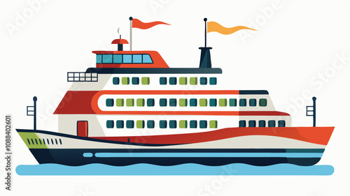 Ferry Vector Illustration in Detailed and Minimalistic Styles for Maritime and Nautical Design Projects