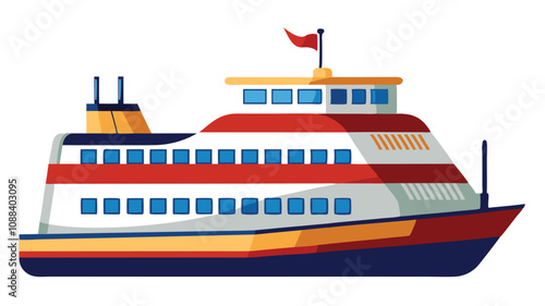 Ferry Vector Illustration in Detailed and Minimalistic Styles for Maritime and Nautical Design Projects