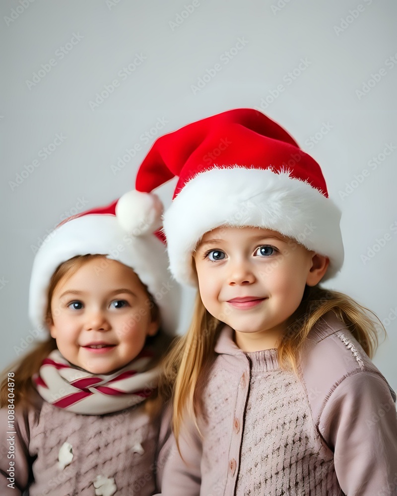 enfants qui portent des chapeaux de Père Noël enfants qui portent des chapeaux de Père Noël