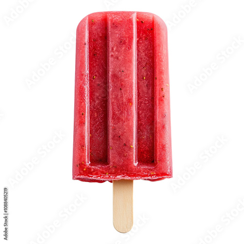 Tasty strawberry popsicle isolated on transparent background