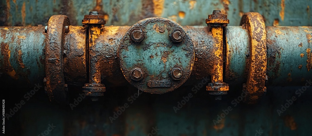 A close-up of a rusty metal pipe with bolts, showcasing industrial decay and texture. A close-up of a rusty metal pipe with bolts, showcasing industrial decay and texture.