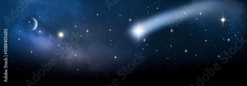 Sternenhimmel mit Komet bei Nacht