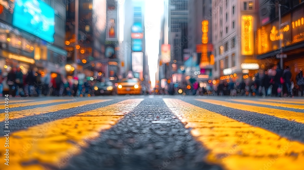 Vibrant view of Times Square with bustling city life Vibrant view of Times Square with bustling city life