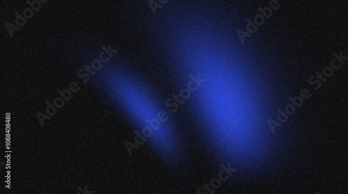 Glowing blue abstract shape, dark grainy black blue background, noise texture futuristic dynamic poster header cover wallpaper banner backdrop design