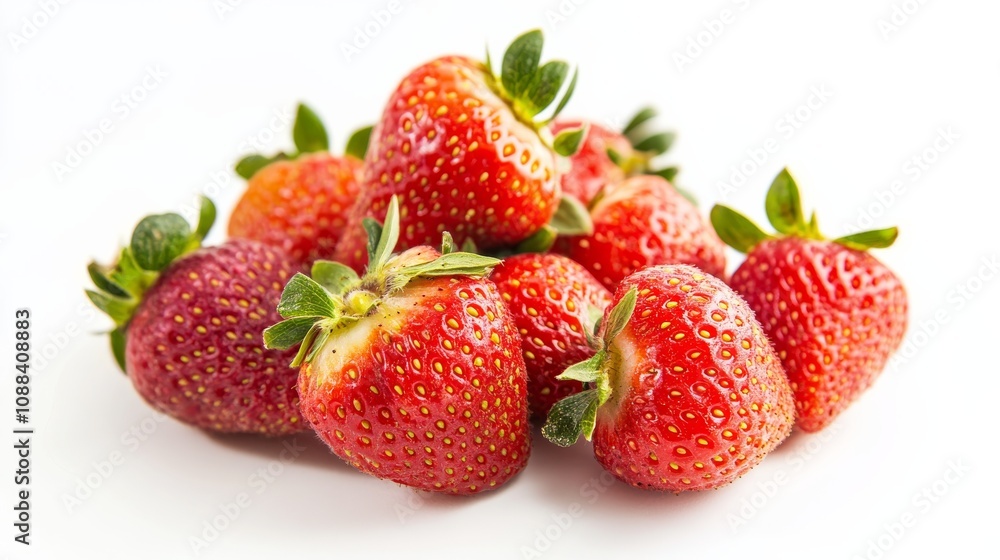 A handful of fresh, ripe strawberries with their vibrant red color and tiny seeds, Each strawberry’s vibrant color and subtle imperfections captured with precision A handful of fresh, ripe strawberries with their vibrant red color and tiny seeds, Each strawberry’s vibrant color and subtle imperfections captured with precision