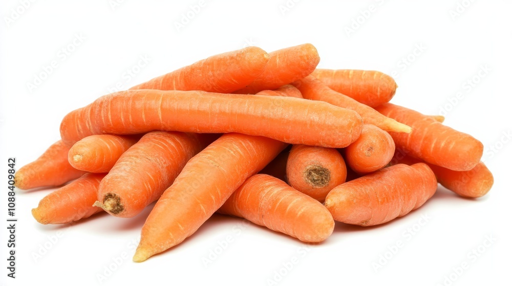 A heap of vibrant orange carrots, freshly harvested from the garden, Each carrot showcasing its slender form and textured skin A heap of vibrant orange carrots, freshly harvested from the garden, Each carrot showcasing its slender form and textured skin