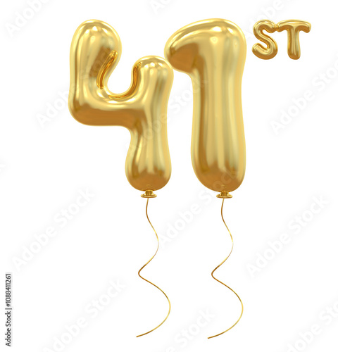 41st Anniversary Gold Balloon Number photo