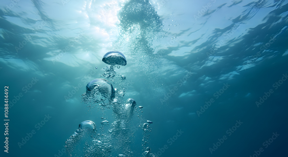 Underwater Ocean Scene with Bubbles Aquatic Background Underwater Ocean Scene with Bubbles Aquatic Background
