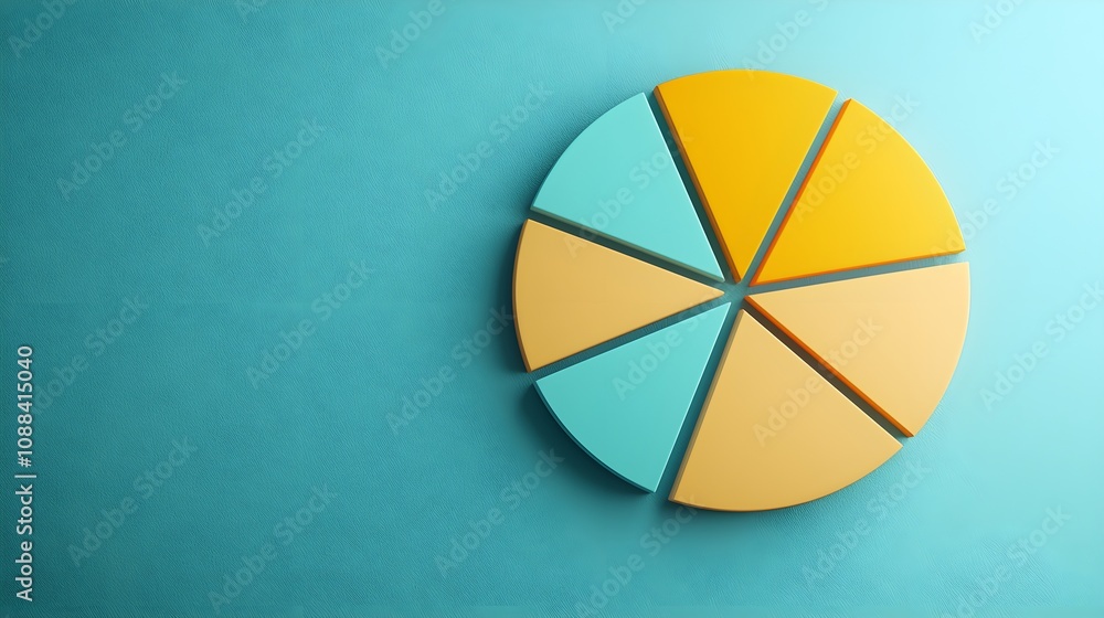 Fototapeta premium Vibrant pie chart on a teal background