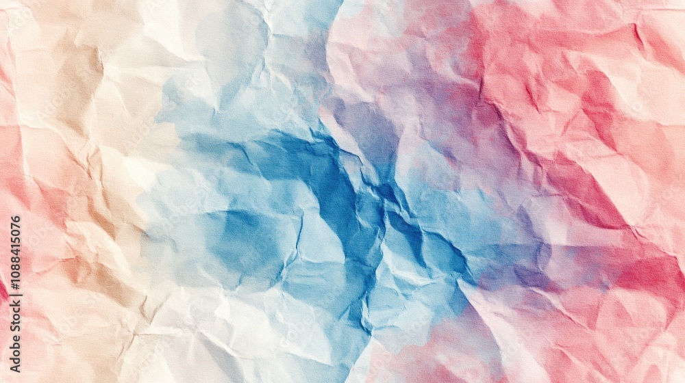 Fototapeta premium Seamless abstract pattern featuring vibrant watercolor stains and crumpled paper texture ideal for creative wallpaper and artistic designs