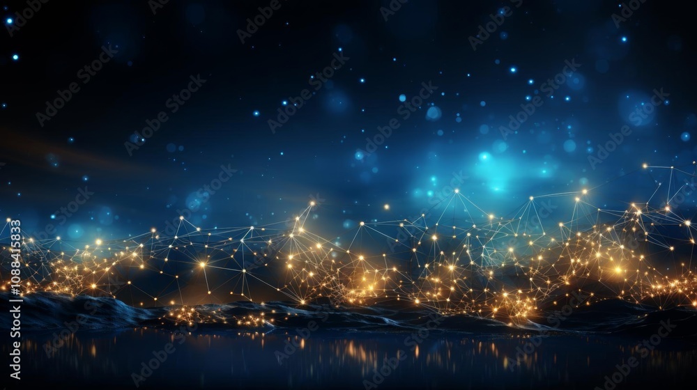 A dark blue sky with a lot of stars and a few bright lights A dark blue sky with a lot of stars and a few bright lights