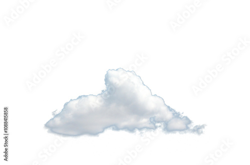 A fluffy white cloud is shown in the picture, isolated on a transparent background. The cloud has soft edges and a realistic appearance. Concept of weather or sky elements