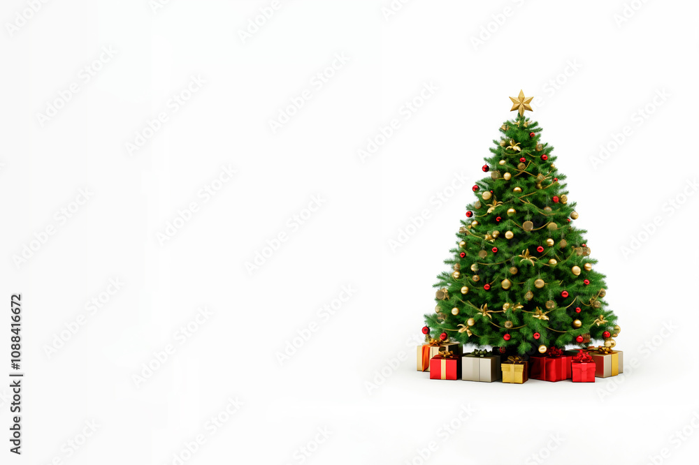 christmas tree and gift boxes with white background. christmas tree and gift boxes with white background.