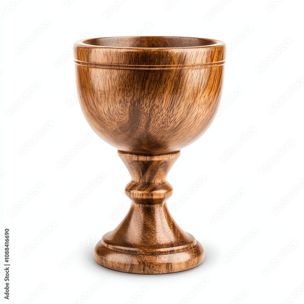 Wooden chalice with intricate design, isolated on a white background. Wooden chalice with intricate design, isolated on a white background.