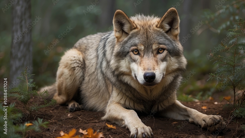 Fototapeta premium A gray wolf Lupus canis-