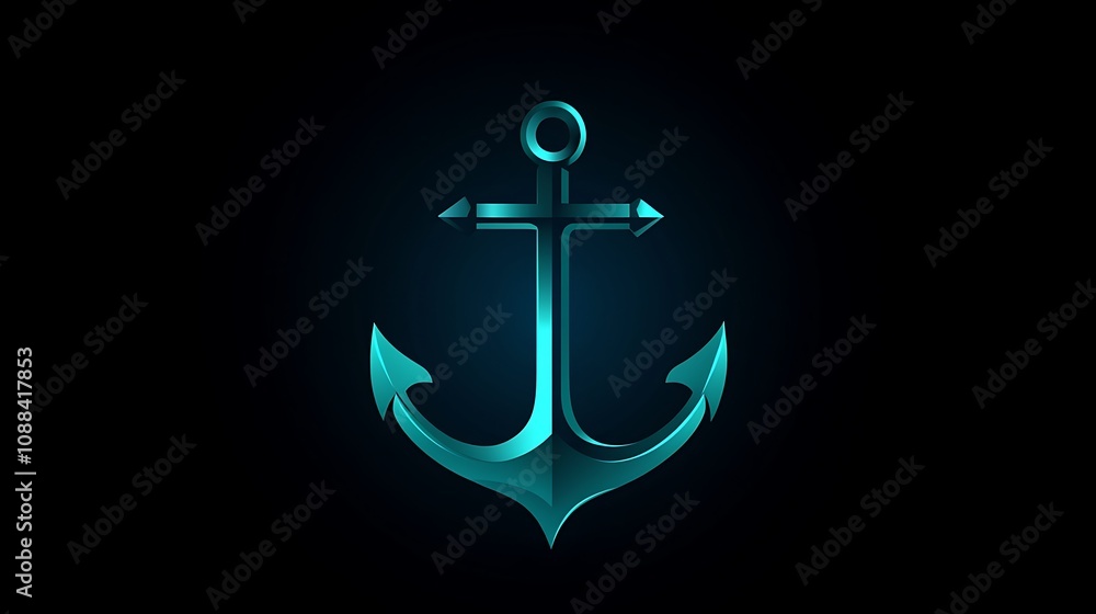 Elegant Golden Anchor Design on Black Background Elegant Golden Anchor Design on Black Background
