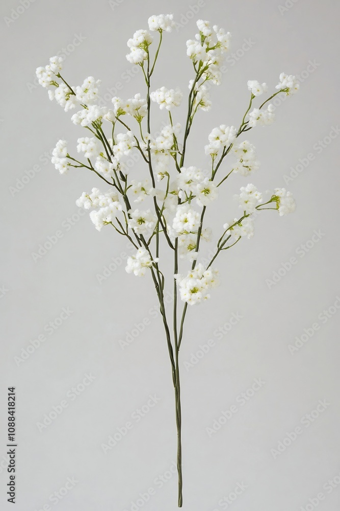 Delicate White Baby s Breath Flowers on Light Gray Studio Background Delicate White Baby s Breath Flowers on Light Gray Studio Background