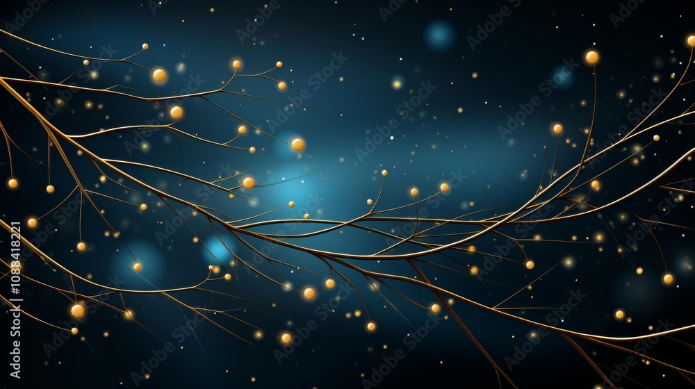 Fototapeta premium A branch with many small yellow balls on it