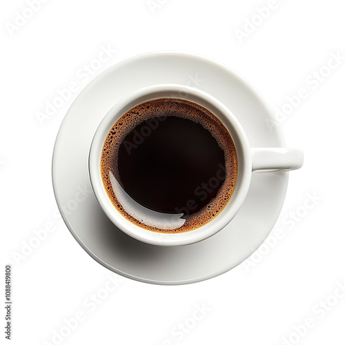 Top View of Coffee Cup isolated on transparent background photo