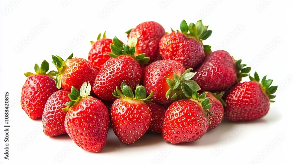 A mound of ripe strawberries with luscious red flesh, Their sweet aroma wafting through the air, Set against an isolated white background to capture their irresistible juiciness A mound of ripe strawberries with luscious red flesh, Their sweet aroma wafting through the air, Set against an isolated white background to capture their irresistible juiciness