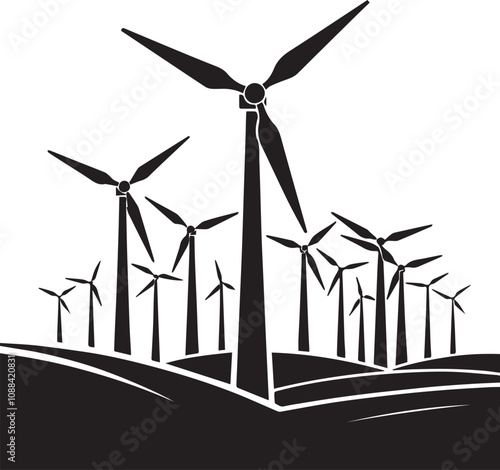 wind turbines -Retro Wind Energy Symbols-Wind Turbine Line Art Icons-Clean Energy Wind Turbines Icons-Green Power Wind Turbine Vector-Wind Turbine Technology Icons-Wind Power Generation Icon Set