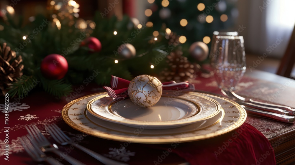 Christmas table place setting Christmas table place setting
