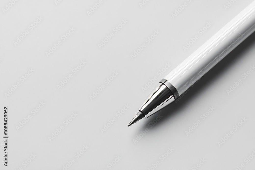 Sleek Metallic Mechanical Pencil on Light Gray Background with Dramatic Lighting Sleek Metallic Mechanical Pencil on Light Gray Background with Dramatic Lighting