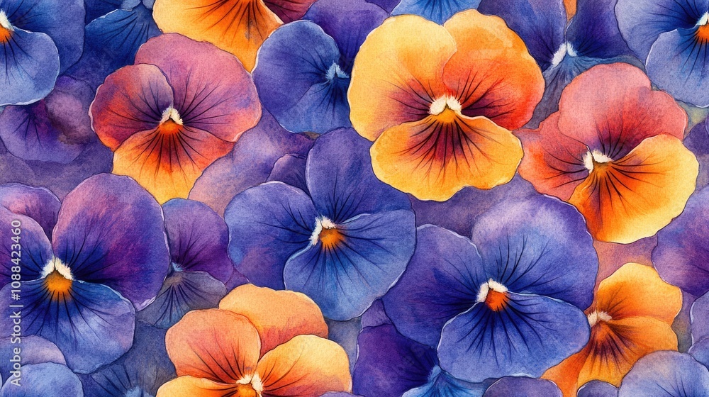 custom made wallpaper toronto digitalSeamless pattern of vibrant watercolor pansies ideal for fabric design and decorative arts