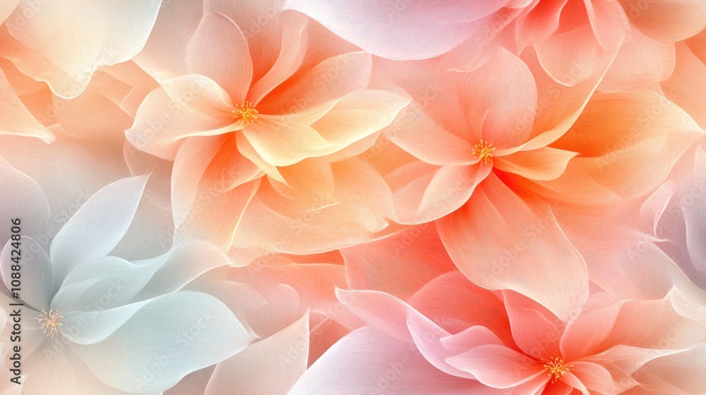 Fototapeta premium Seamless pattern featuring a beautiful blend of soft blurred colors ideal for textiles and wallpaper design