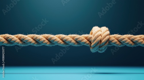 Tug of War Rope A thick rope stretched taut between two opposing forces, symbolizing competition, struggle, and the battle for dominance in a market or business context.