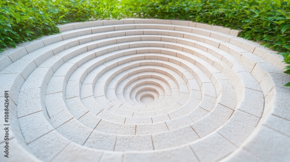 Labyrinth Maze A close up of the walls of a labyrinth maze, highlighting its intricate design and the feeling of being lost or trapped, representing obstacles and challenges.