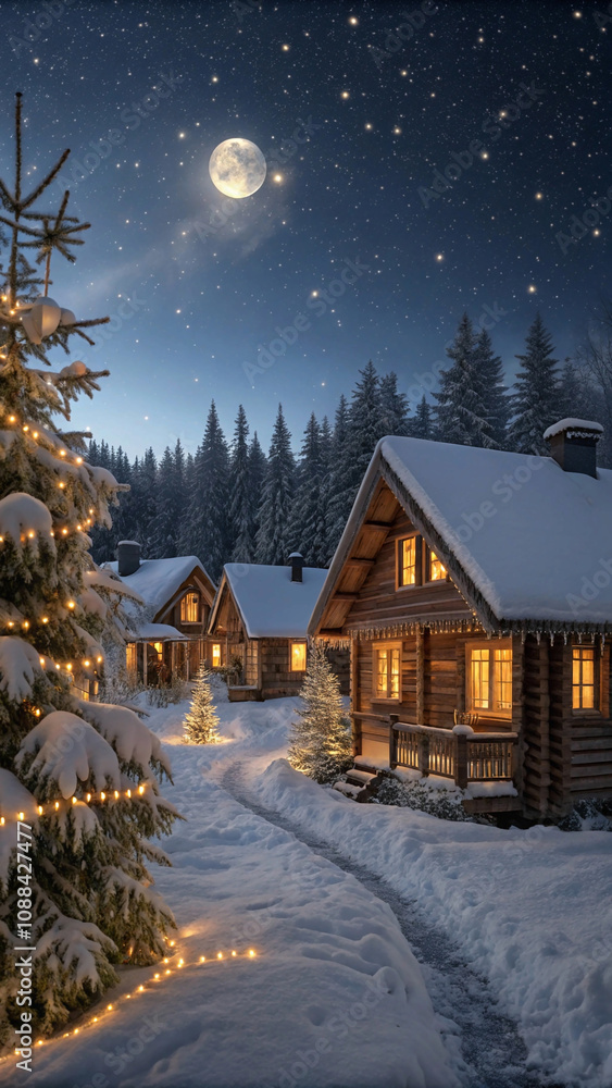Christmas Night in a Snowy Village Christmas Night in a Snowy Village