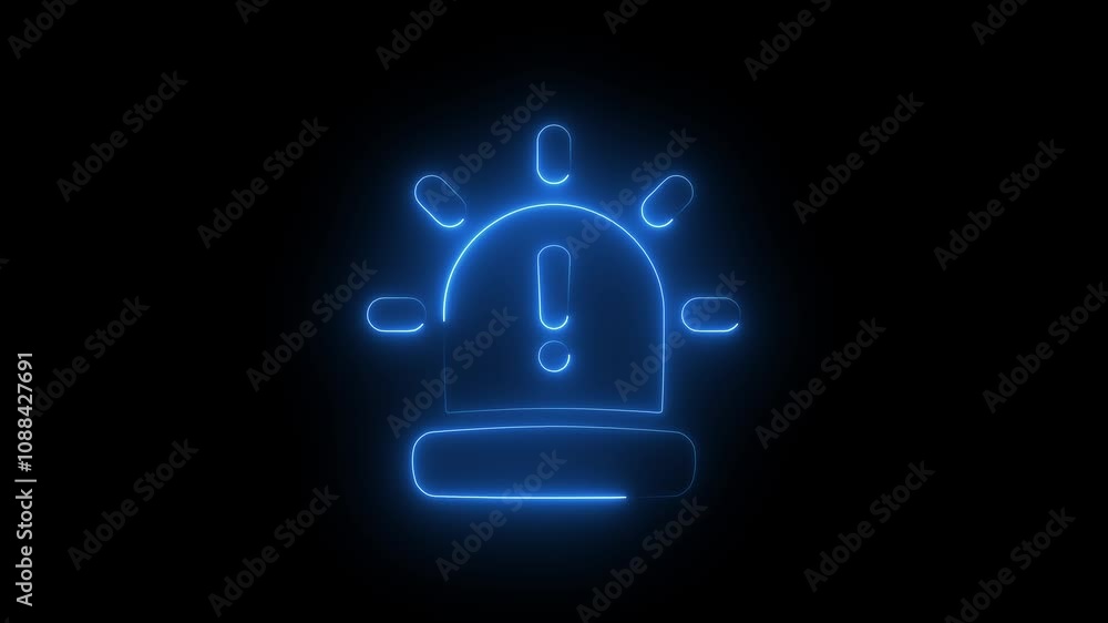 Neon Alarm Beacon – Glowing Exclamation Mark on a Siren Icon Neon Alarm Beacon – Glowing Exclamation Mark on a Siren Icon