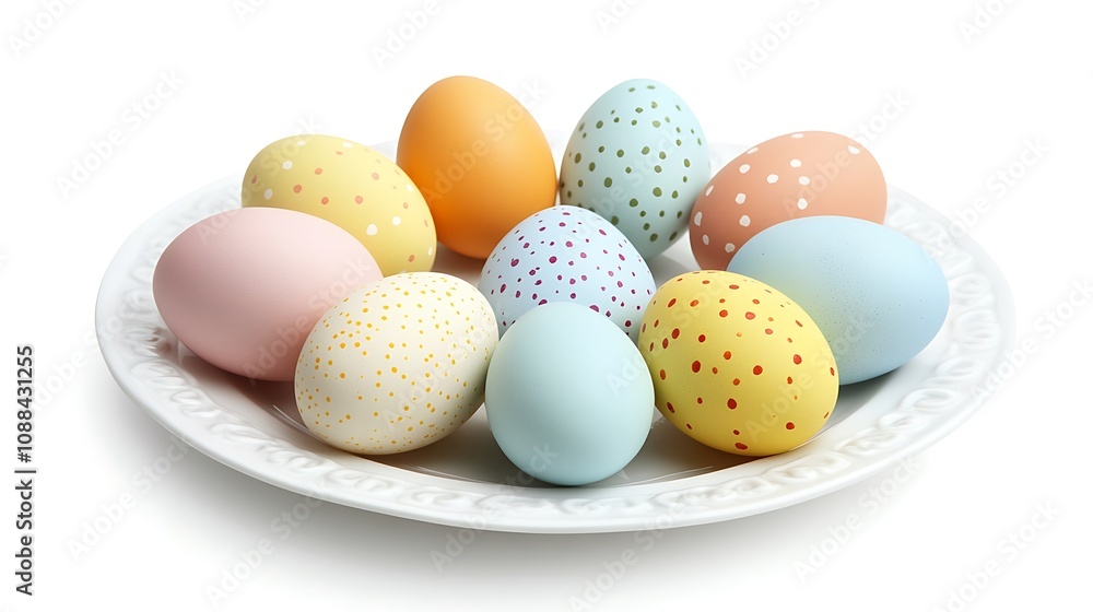 Pastel Easter Eggs on a White Plate Pastel Easter Eggs on a White Plate