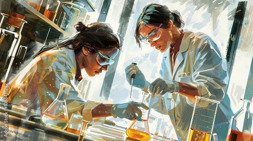 The teacher gives instructions to the students about the laboratory experiments